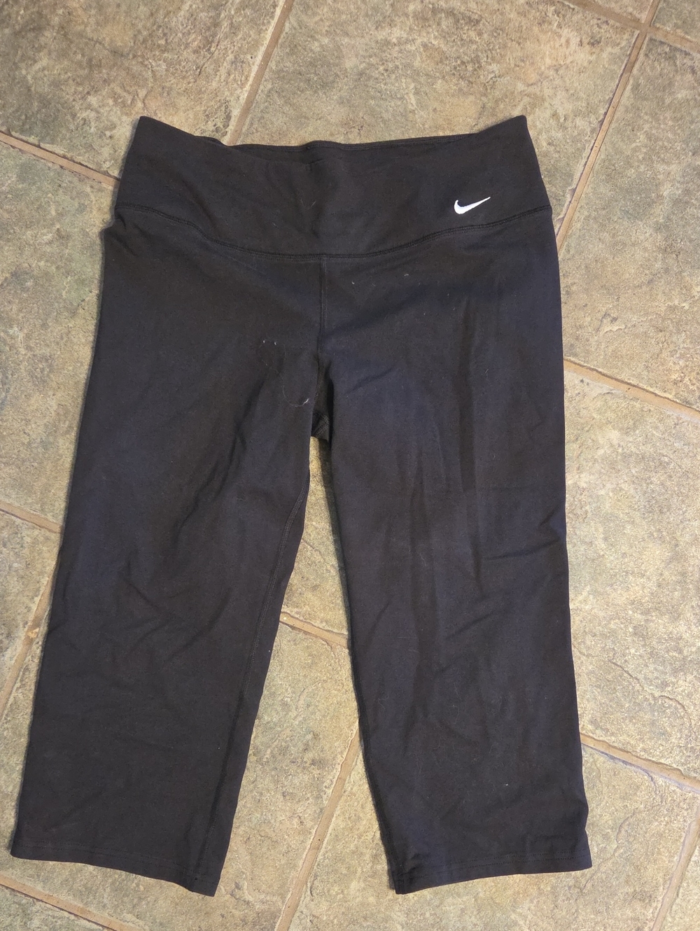 Nike Black Capri Yoga Joggers with White Swoosh